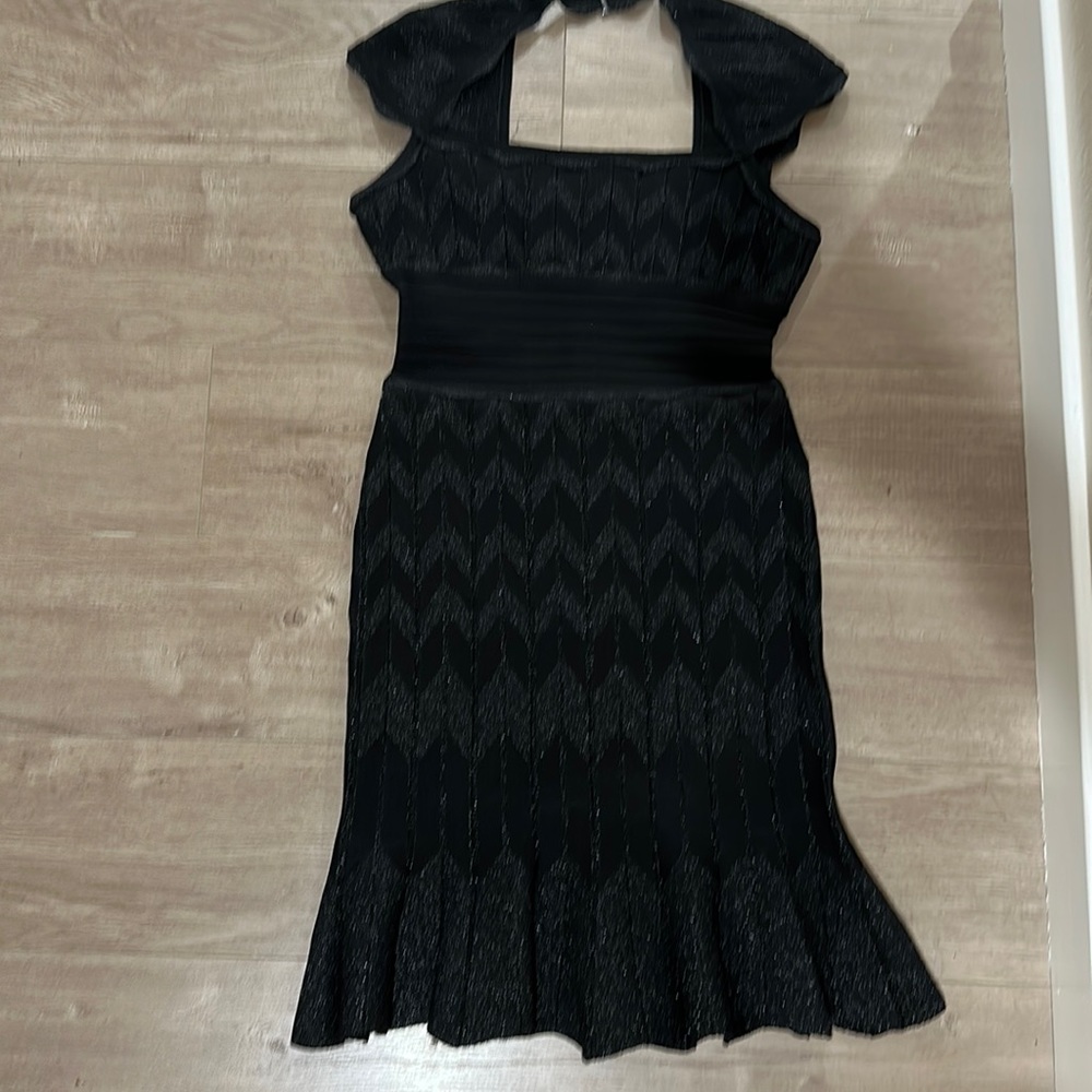Herve Leger black midi dress
